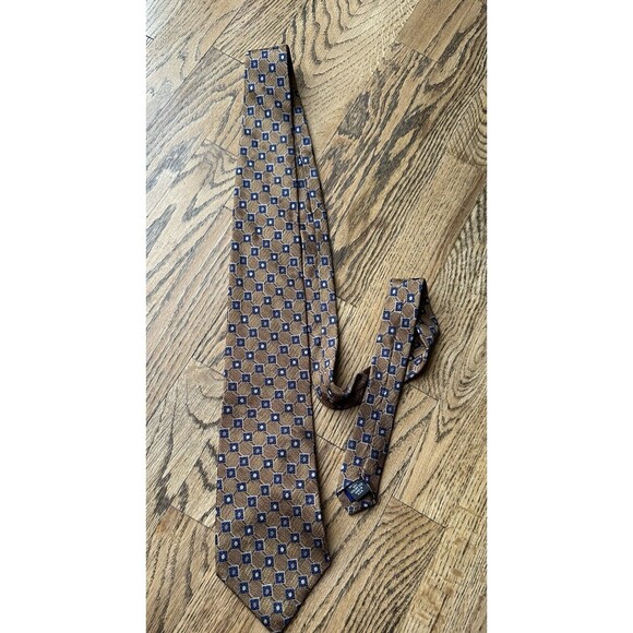 Perry Ellis Other - Perry Ellis Brown With Blue Squares 100% Italian Silk Men’s Tie Career Work EUC